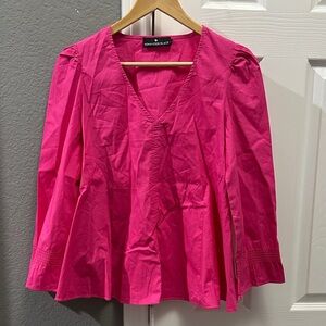 Pomander Place Hot Pink V-Neck Babydoll Blouse